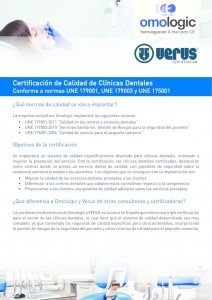 Flyer Certificación Clínicas Dentales VERUS - Omologic